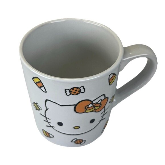 Hello Kitty Candy Corn Wax Resist Ceramic Pottery Mug | Holds 14 Ounces - Picture 5 of 9